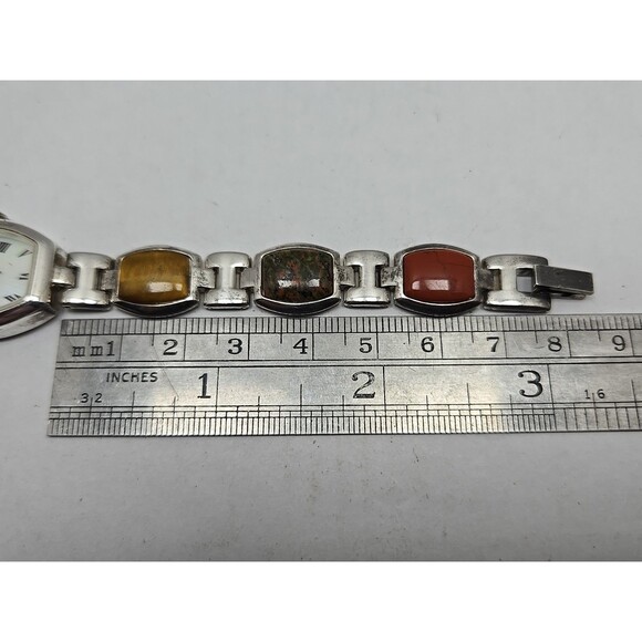 Gem Time Sterling Silver Quartz Gemstone Bracelet Watch Lapis New Battery 925 - Picture 9 of 11